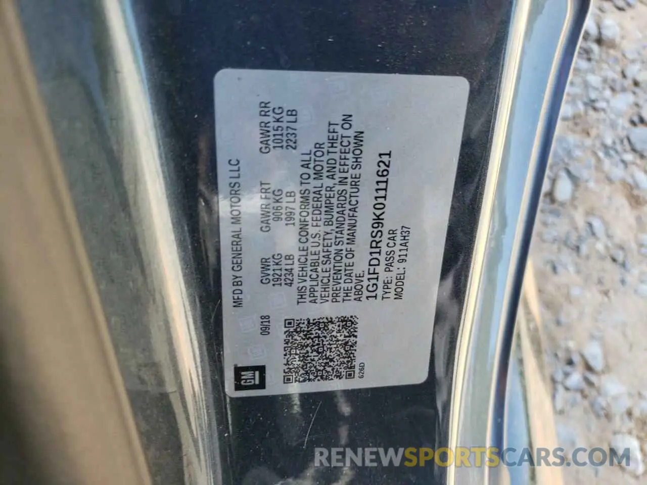13 Photograph of a damaged car 1G1FD1RS9K0111621 CHEVROLET CAMARO 2019