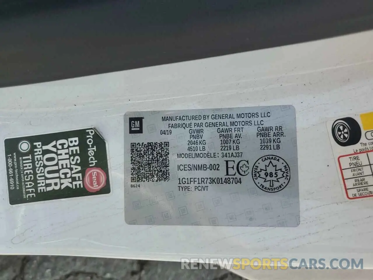 12 Photograph of a damaged car 1G1FF1R73K0148704 CHEVROLET CAMARO 2019