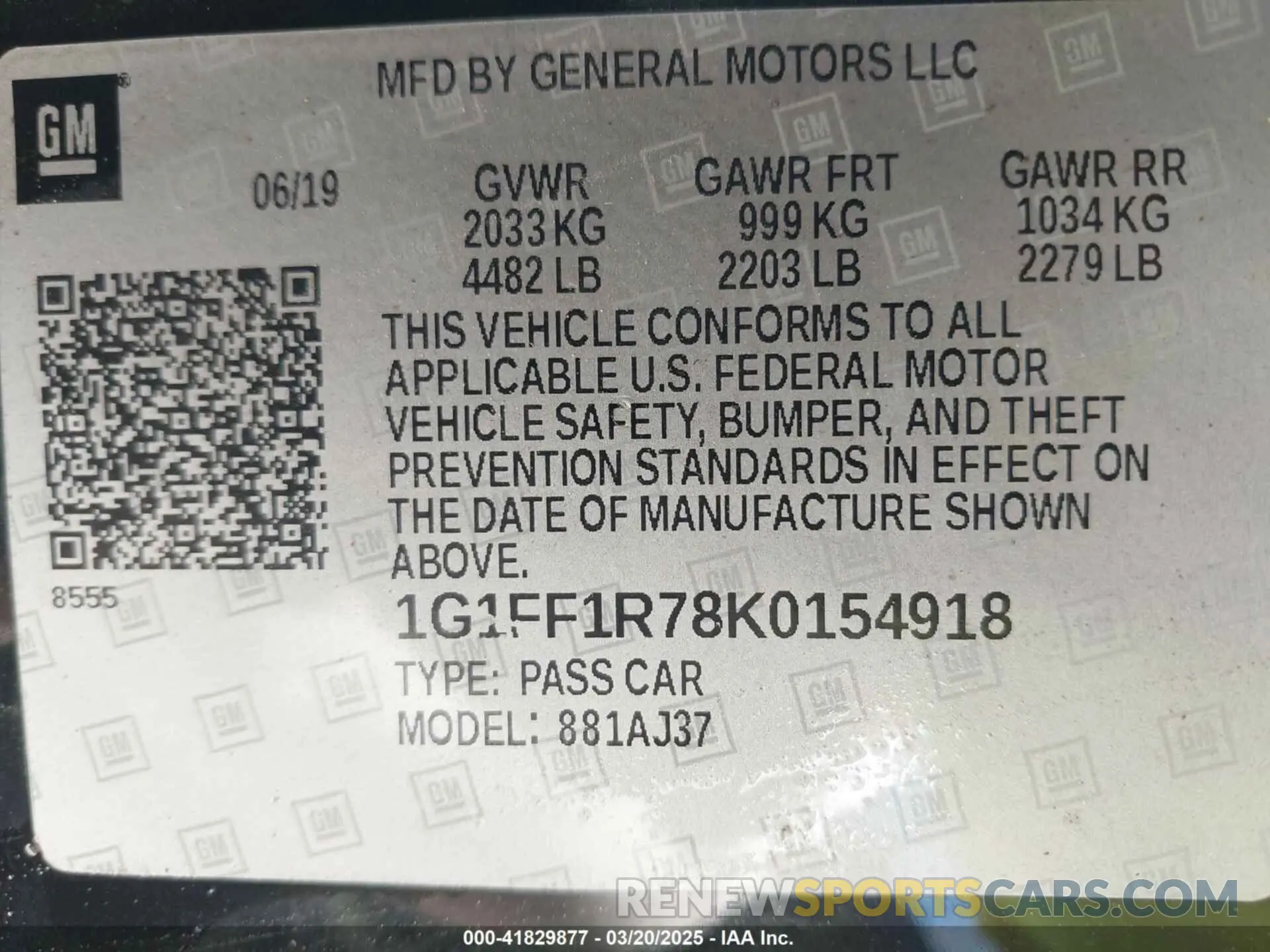 9 Photograph of a damaged car 1G1FF1R78K0154918 CHEVROLET CAMARO 2019