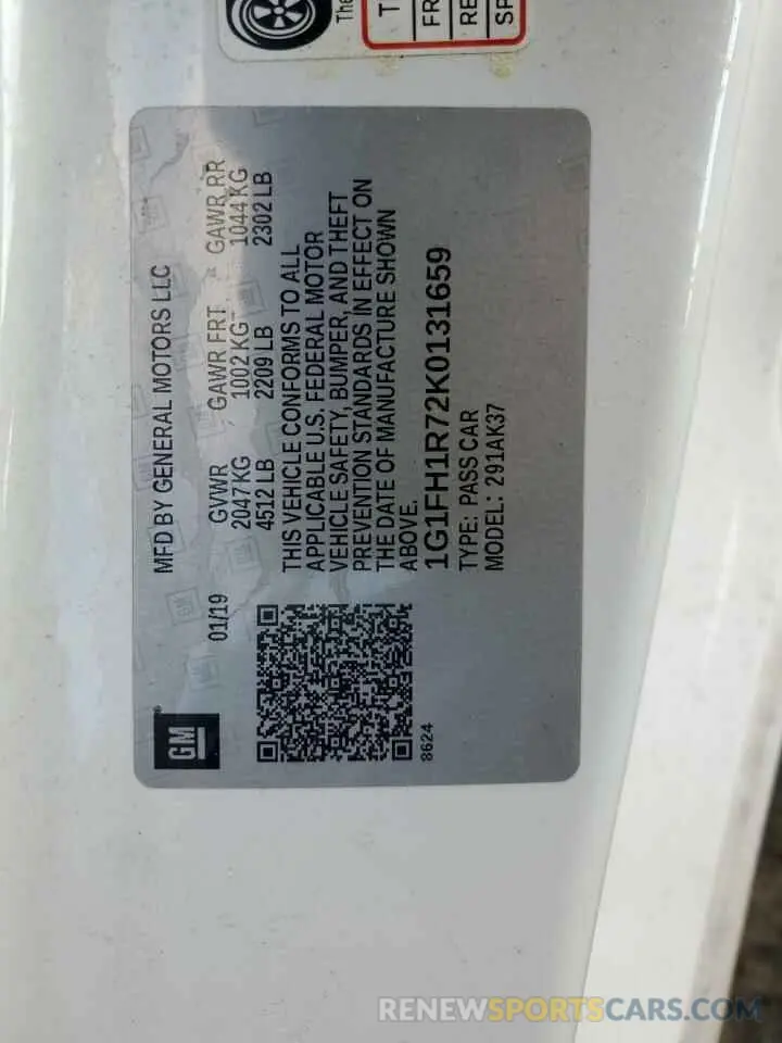 14 Photograph of a damaged car 1G1FH1R72K0131659 CHEVROLET CAMARO 2019