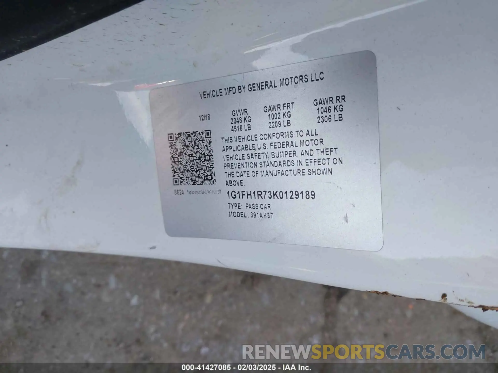 9 Photograph of a damaged car 1G1FH1R73K0129189 CHEVROLET CAMARO 2019
