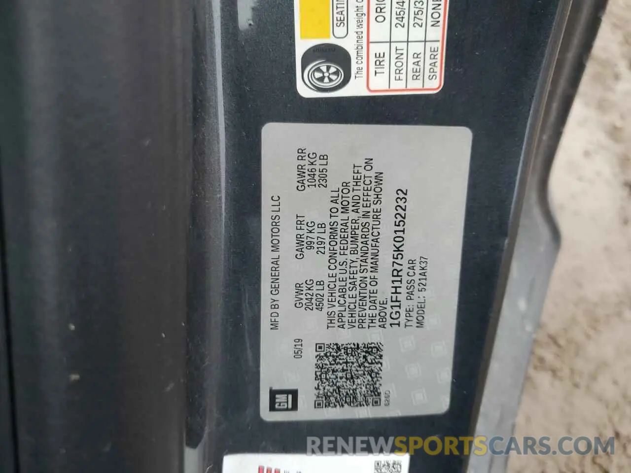 13 Photograph of a damaged car 1G1FH1R75K0152232 CHEVROLET CAMARO 2019