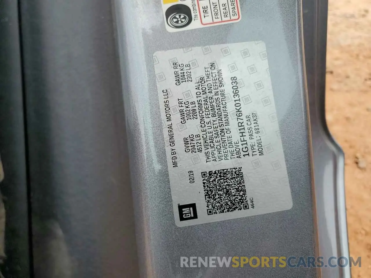 13 Photograph of a damaged car 1G1FH1R76K0136038 CHEVROLET CAMARO 2019