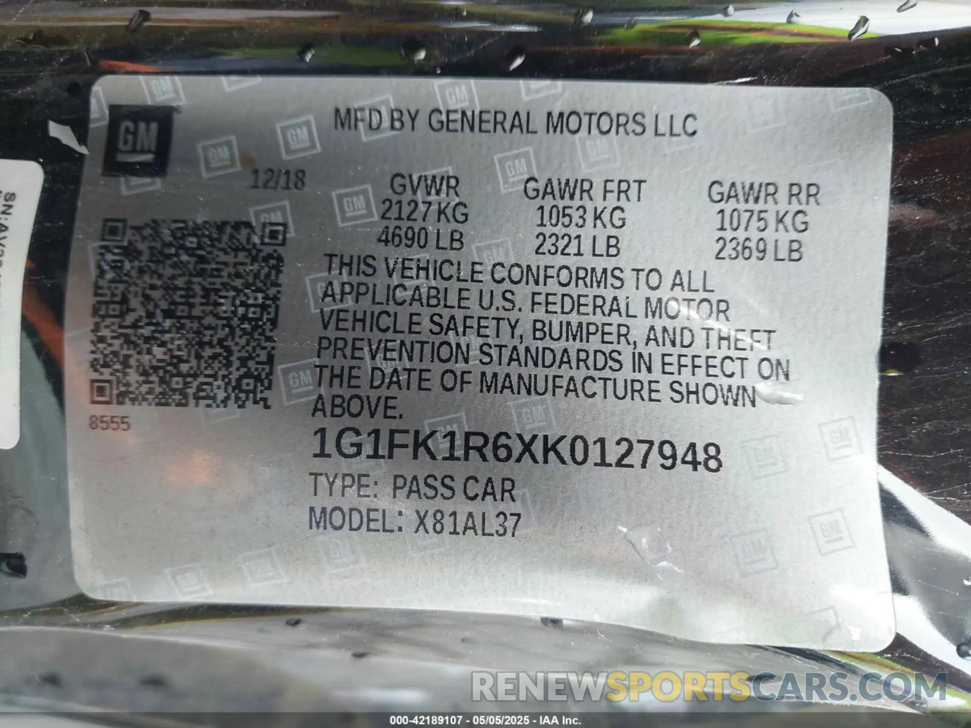 9 Photograph of a damaged car 1G1FK1R6XK0127948 CHEVROLET CAMARO 2019
