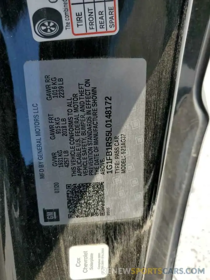 14 Photograph of a damaged car 1G1FB1RS5L0148172 CHEVROLET CAMARO 2020