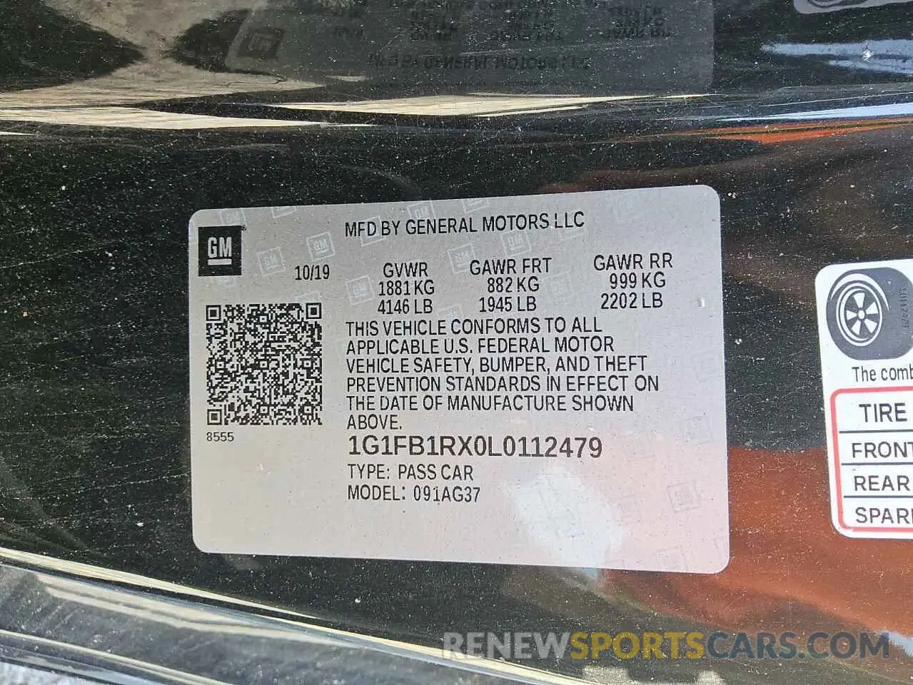 12 Photograph of a damaged car 1G1FB1RX0L0112479 CHEVROLET CAMARO 2020