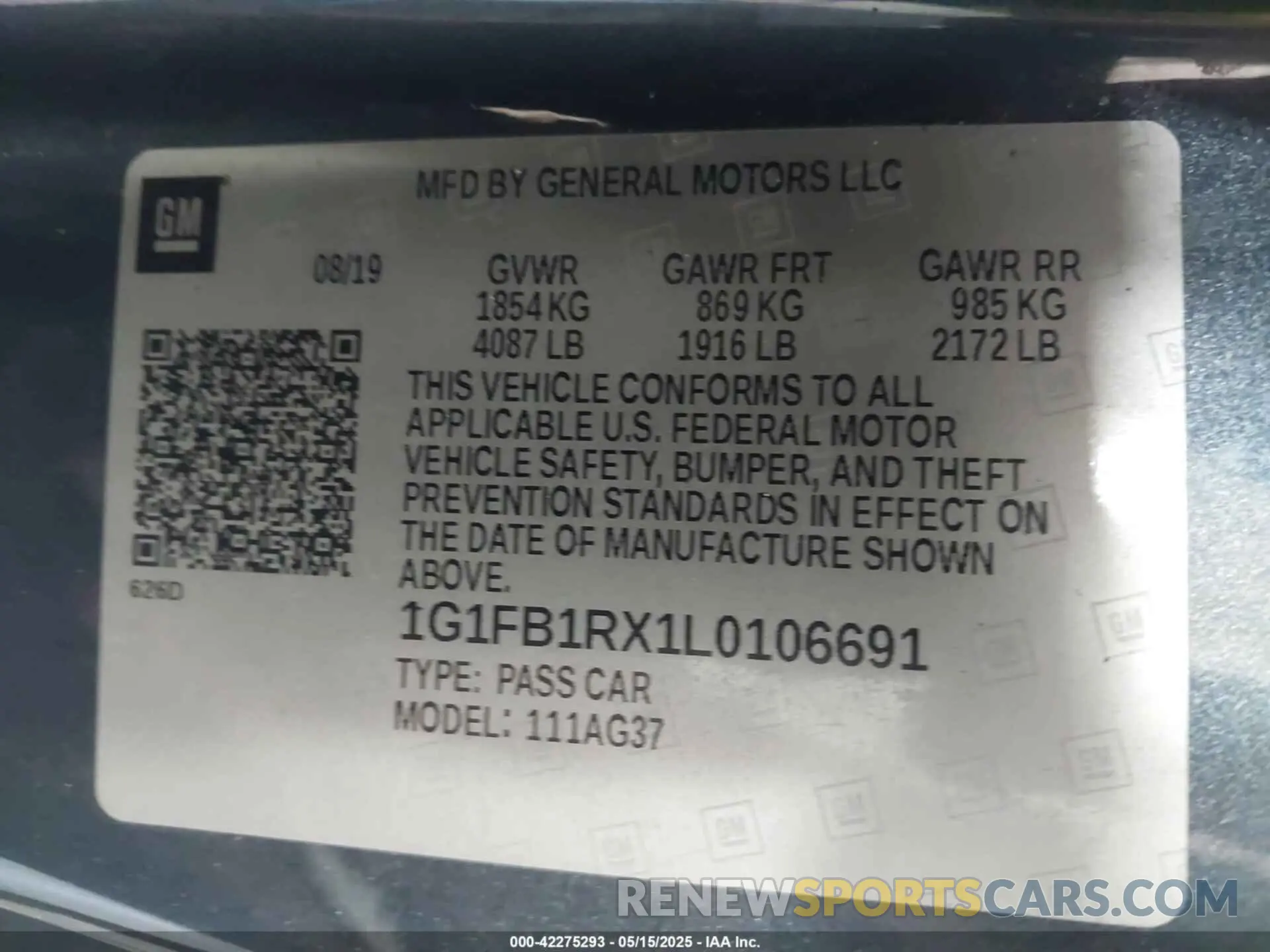 9 Photograph of a damaged car 1G1FB1RX1L0106691 CHEVROLET CAMARO 2020