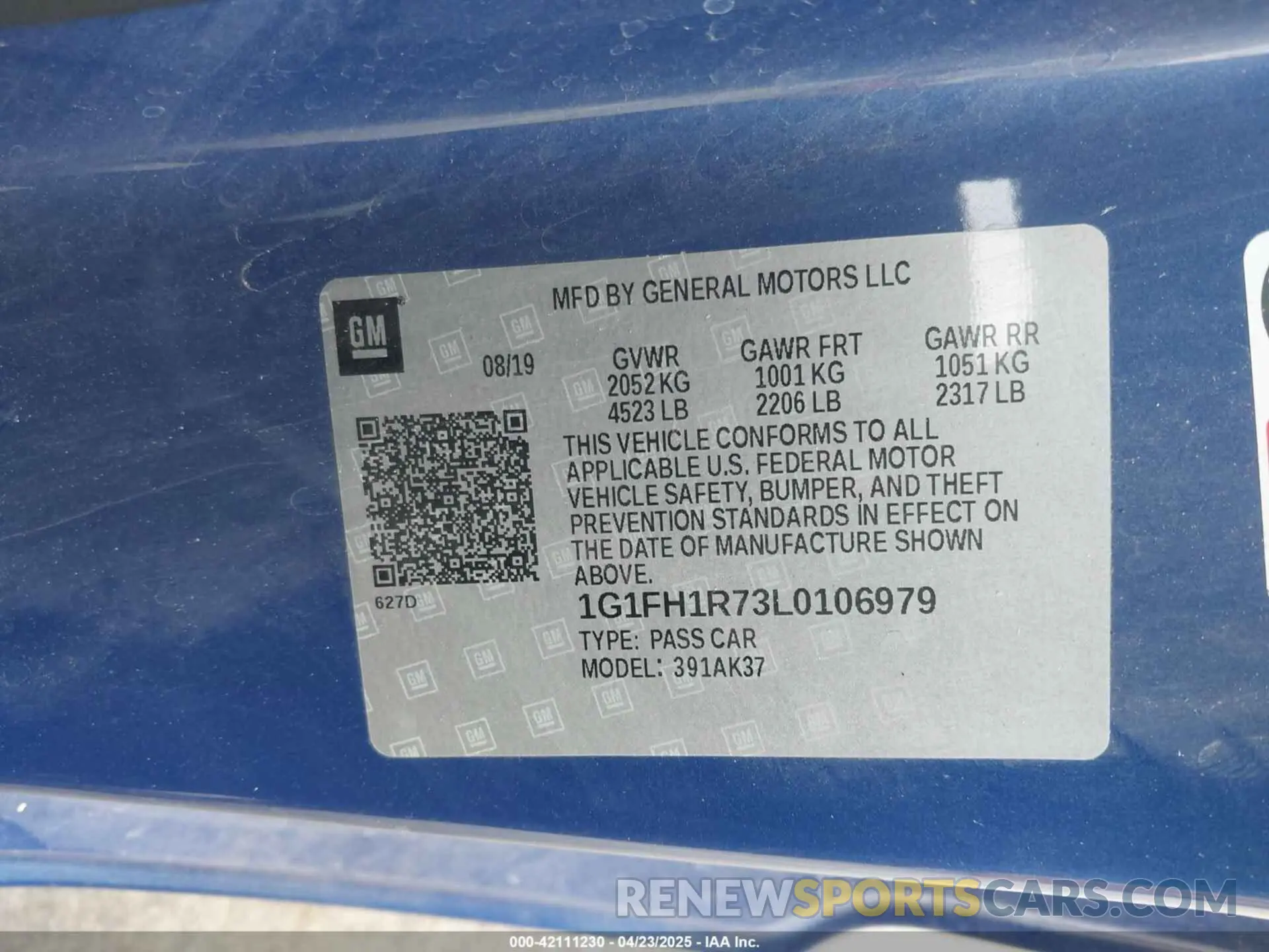 9 Photograph of a damaged car 1G1FH1R73L0106979 CHEVROLET CAMARO 2020