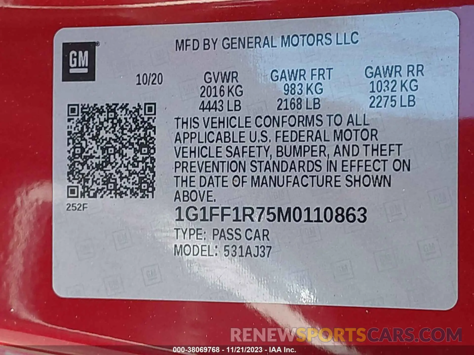 9 Photograph of a damaged car 1G1FF1R75M0110863 CHEVROLET CAMARO 2021
