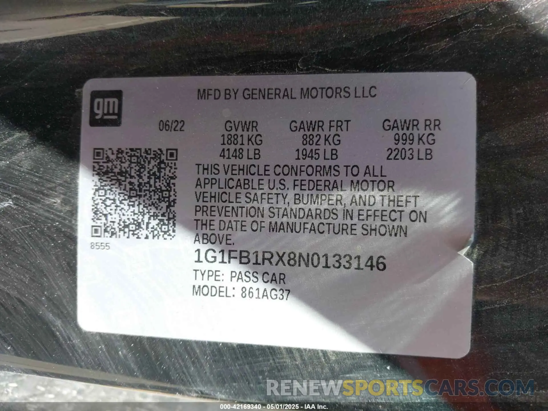 9 Photograph of a damaged car 1G1FB1RX8N0133146 CHEVROLET CAMARO 2022