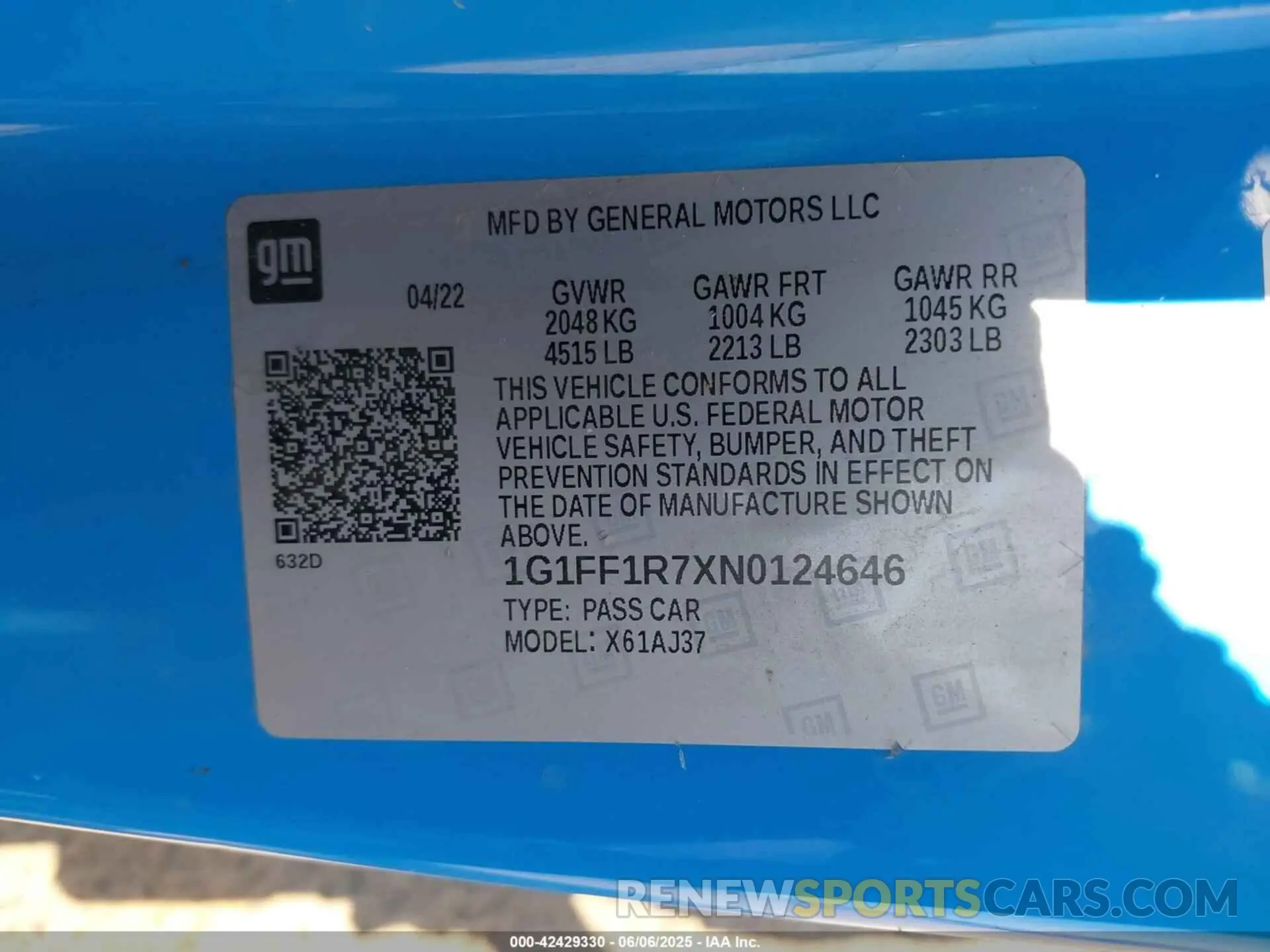 9 Photograph of a damaged car 1G1FF1R7XN0124646 CHEVROLET CAMARO 2022