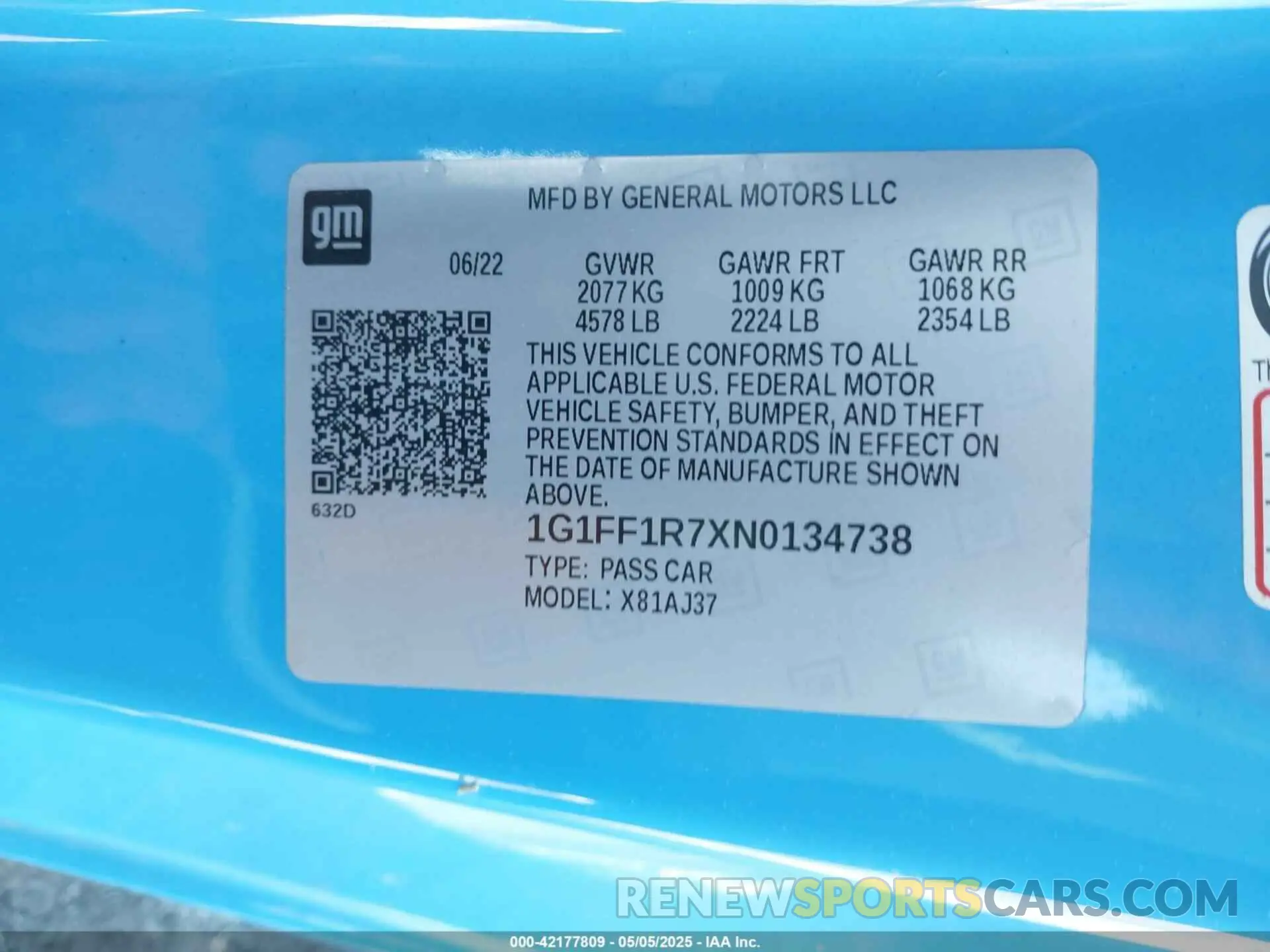 9 Photograph of a damaged car 1G1FF1R7XN0134738 CHEVROLET CAMARO 2022
