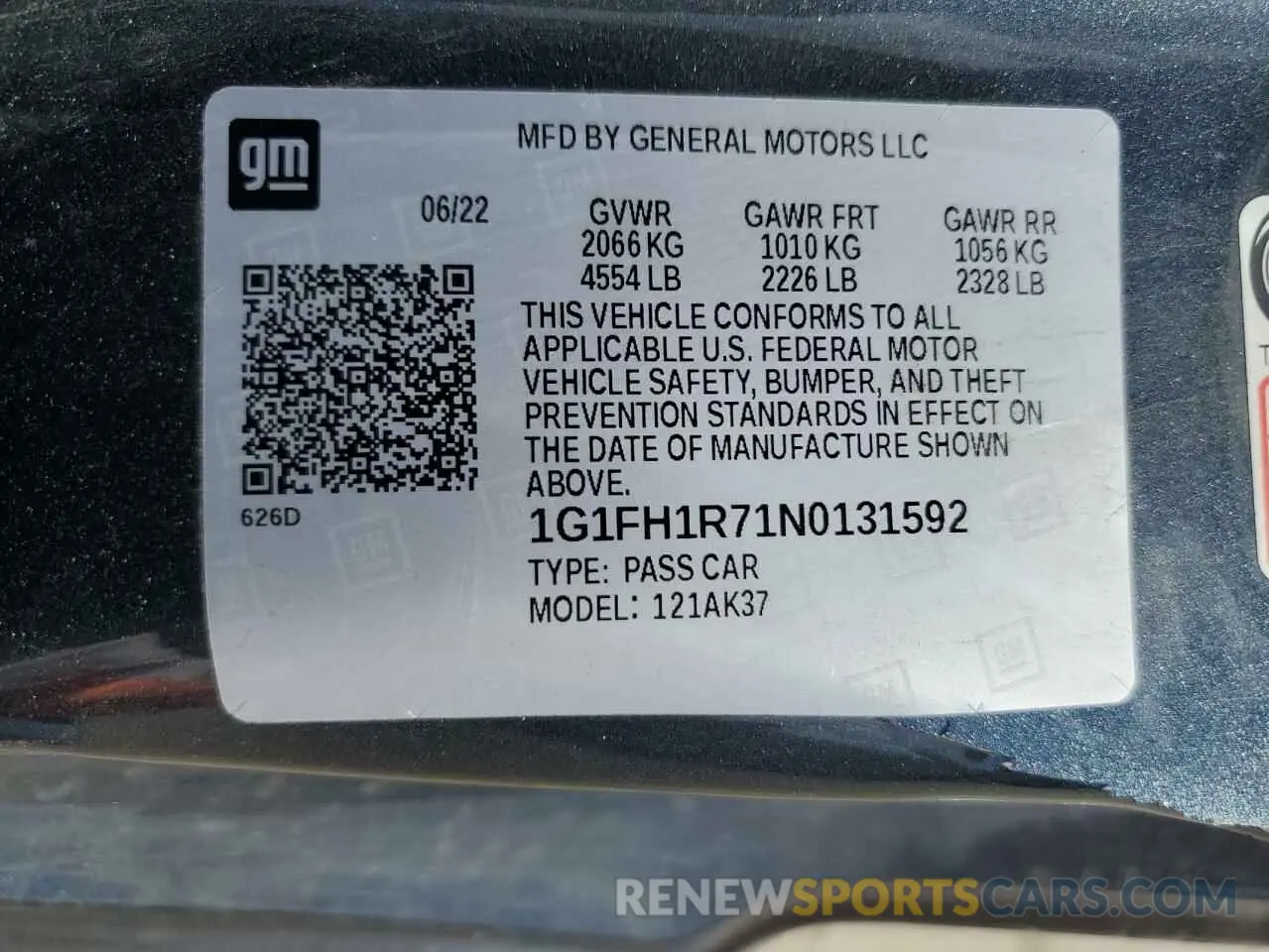 14 Photograph of a damaged car 1G1FH1R71N0131592 CHEVROLET CAMARO 2022
