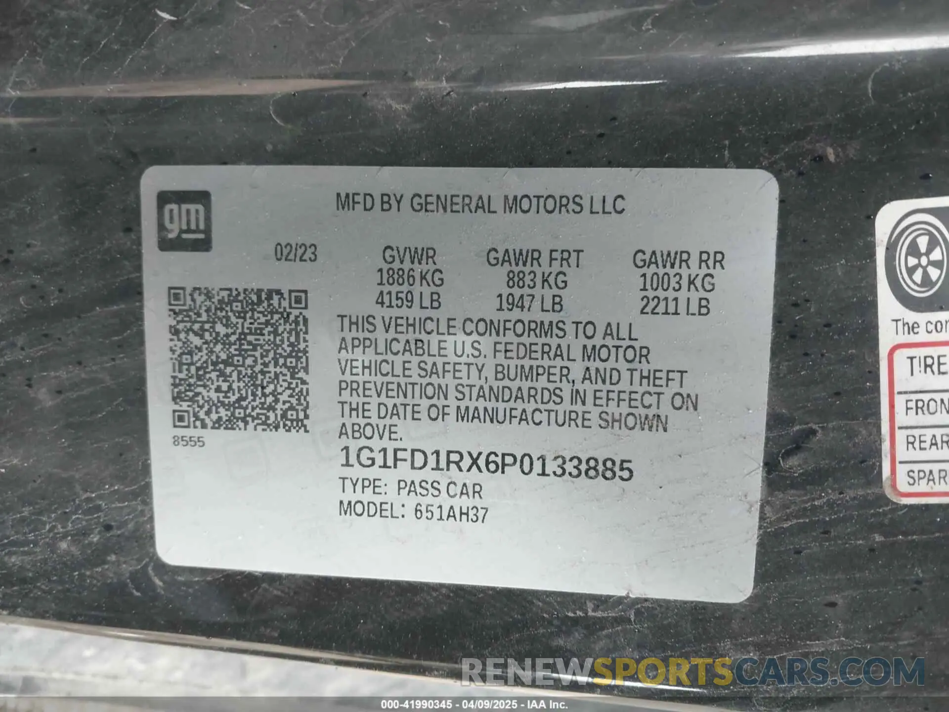 9 Photograph of a damaged car 1G1FD1RX6P0133885 CHEVROLET CAMARO 2023