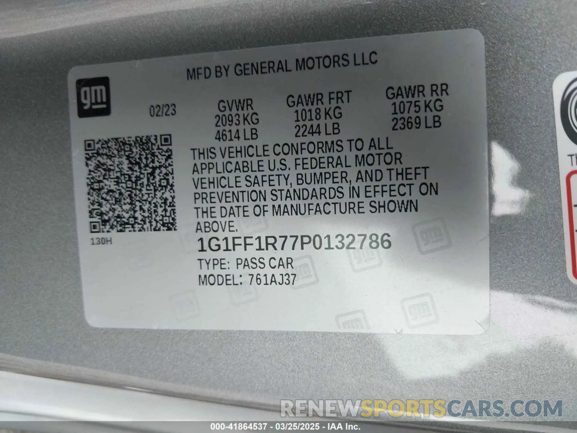 9 Photograph of a damaged car 1G1FF1R77P0132786 CHEVROLET CAMARO 2023