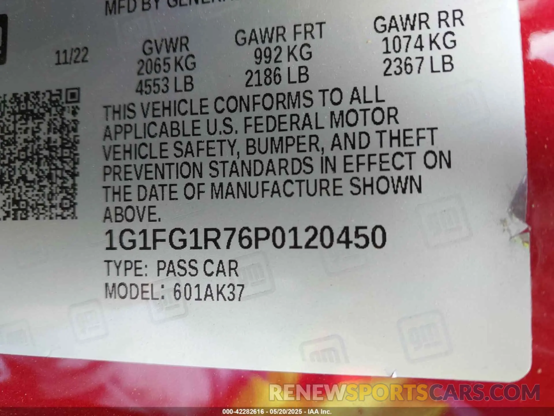 9 Photograph of a damaged car 1G1FG1R76P0120450 CHEVROLET CAMARO 2023