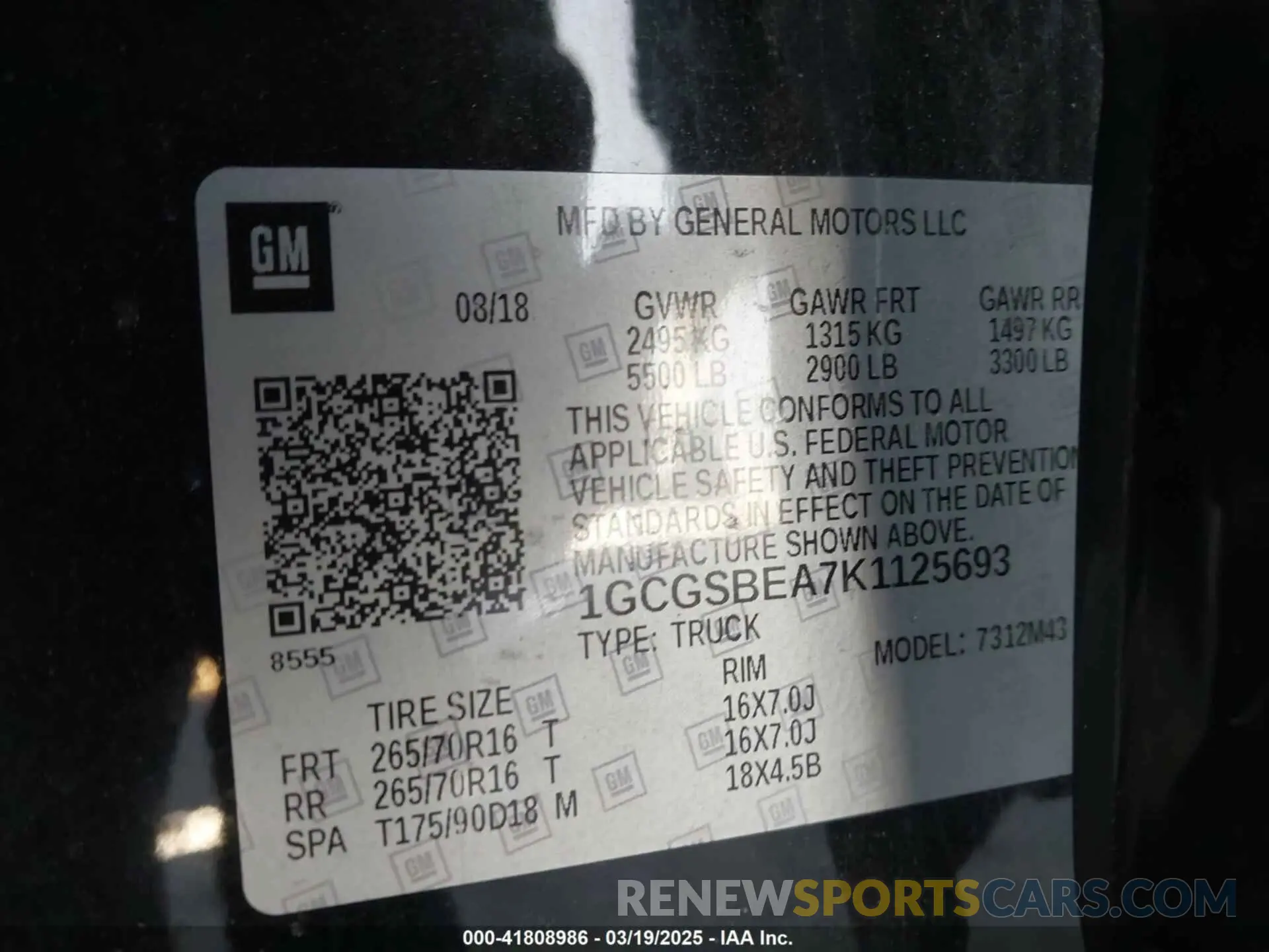 9 Photograph of a damaged car 1GCGSBEA7K1125693 CHEVROLET COLORADO 2019