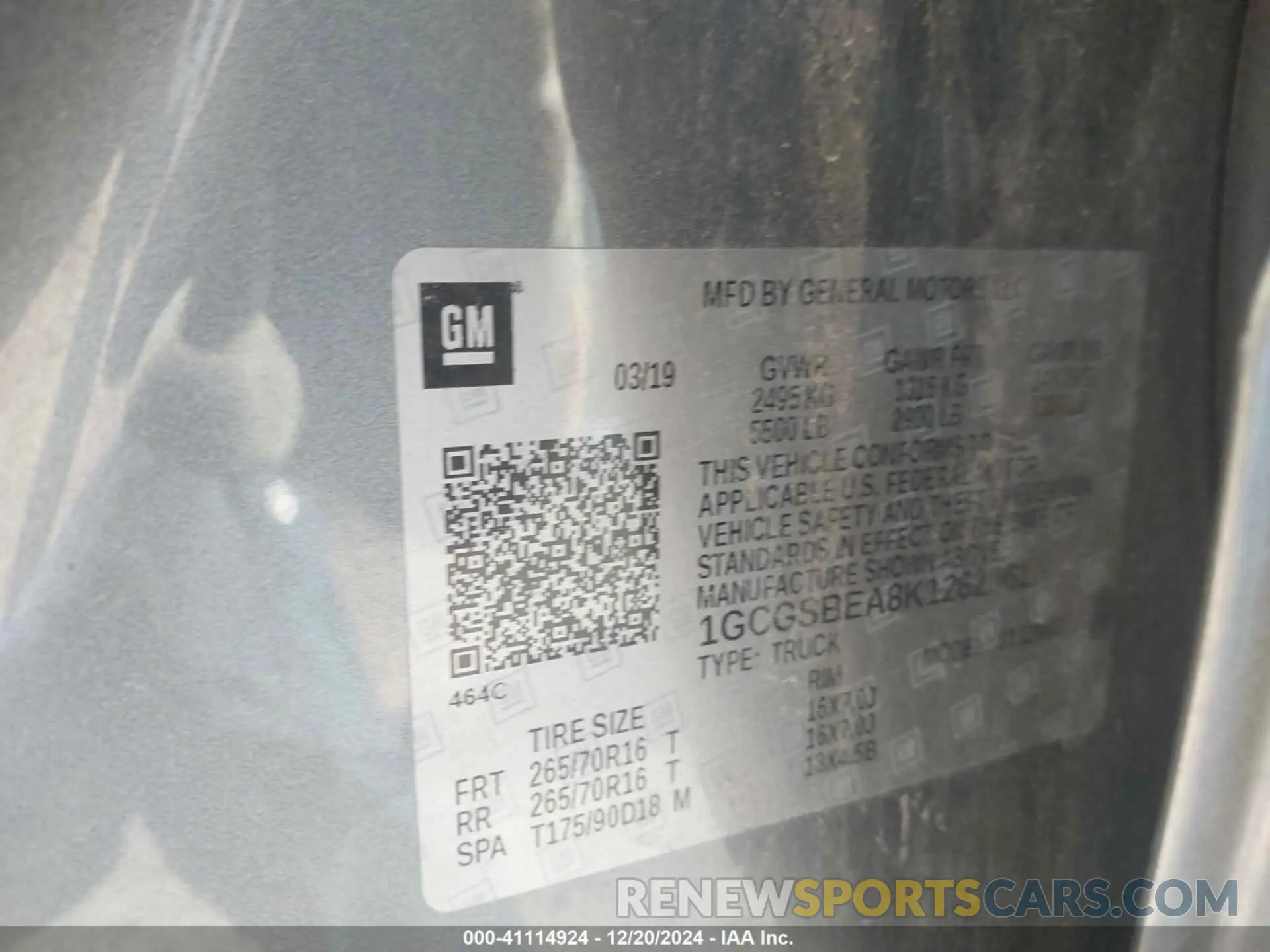 9 Photograph of a damaged car 1GCGSBEA8K1262061 CHEVROLET COLORADO 2019