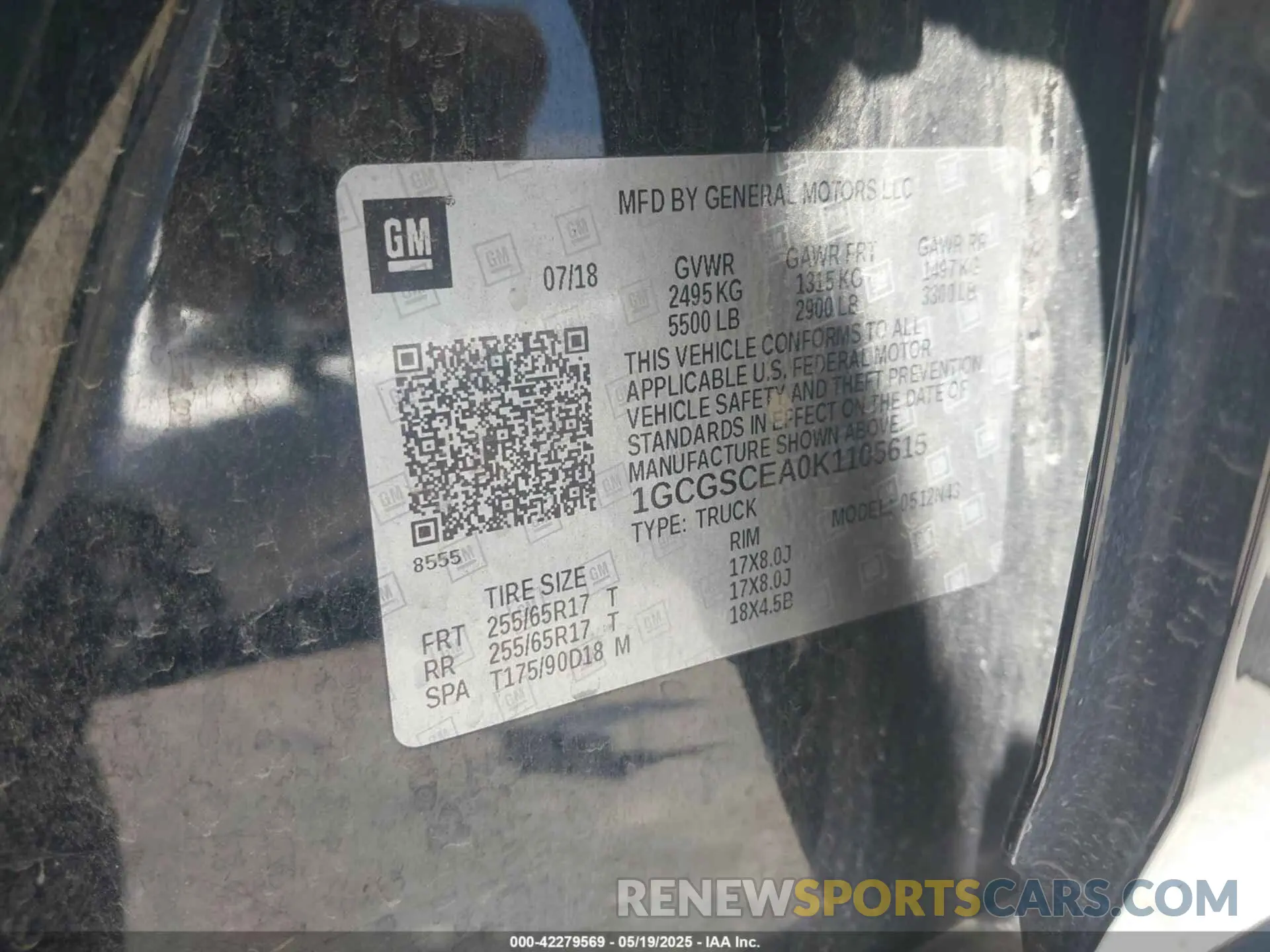 9 Photograph of a damaged car 1GCGSCEA0K1105615 CHEVROLET COLORADO 2019
