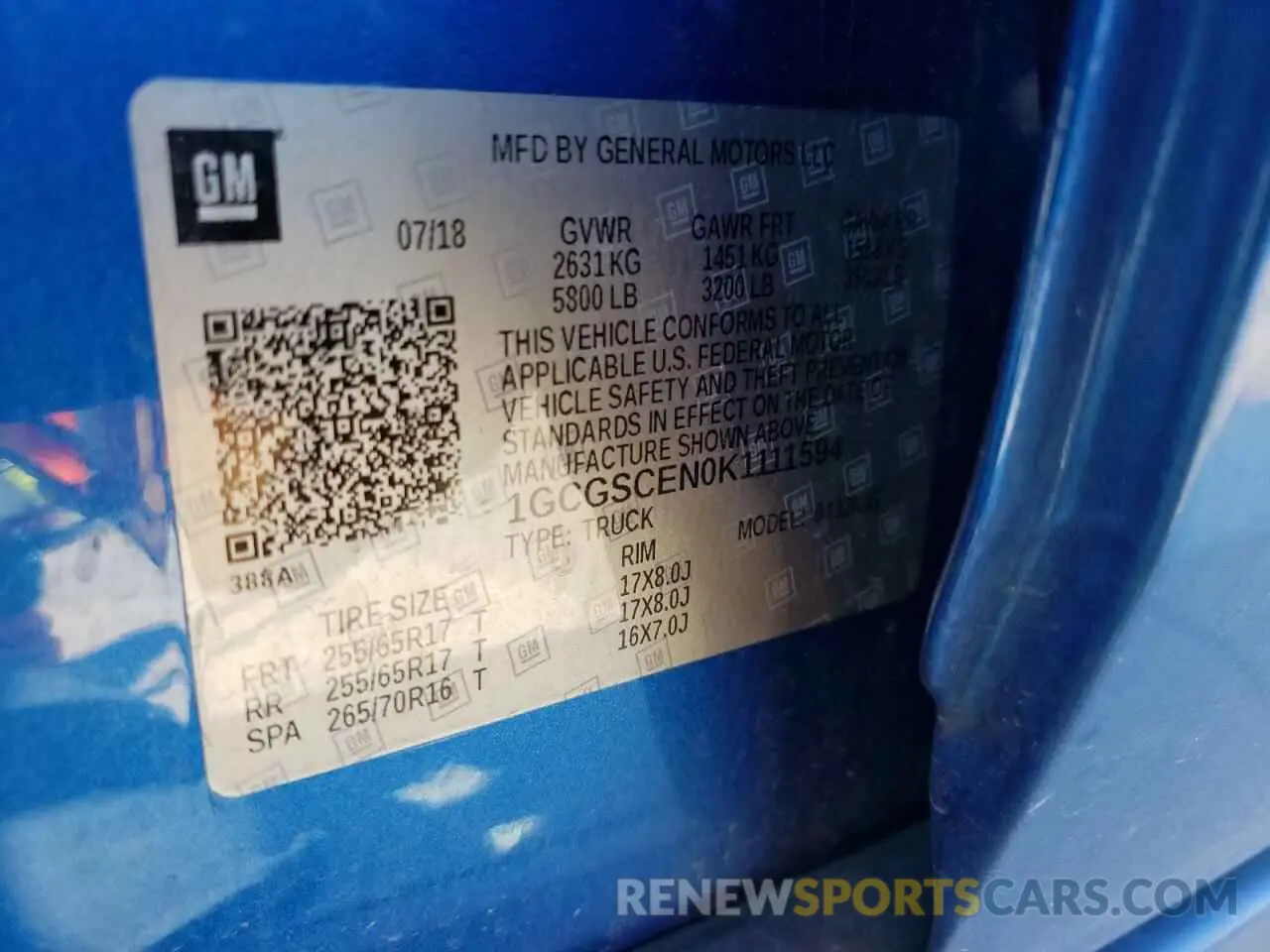 12 Photograph of a damaged car 1GCGSCEN0K1111594 CHEVROLET COLORADO 2019