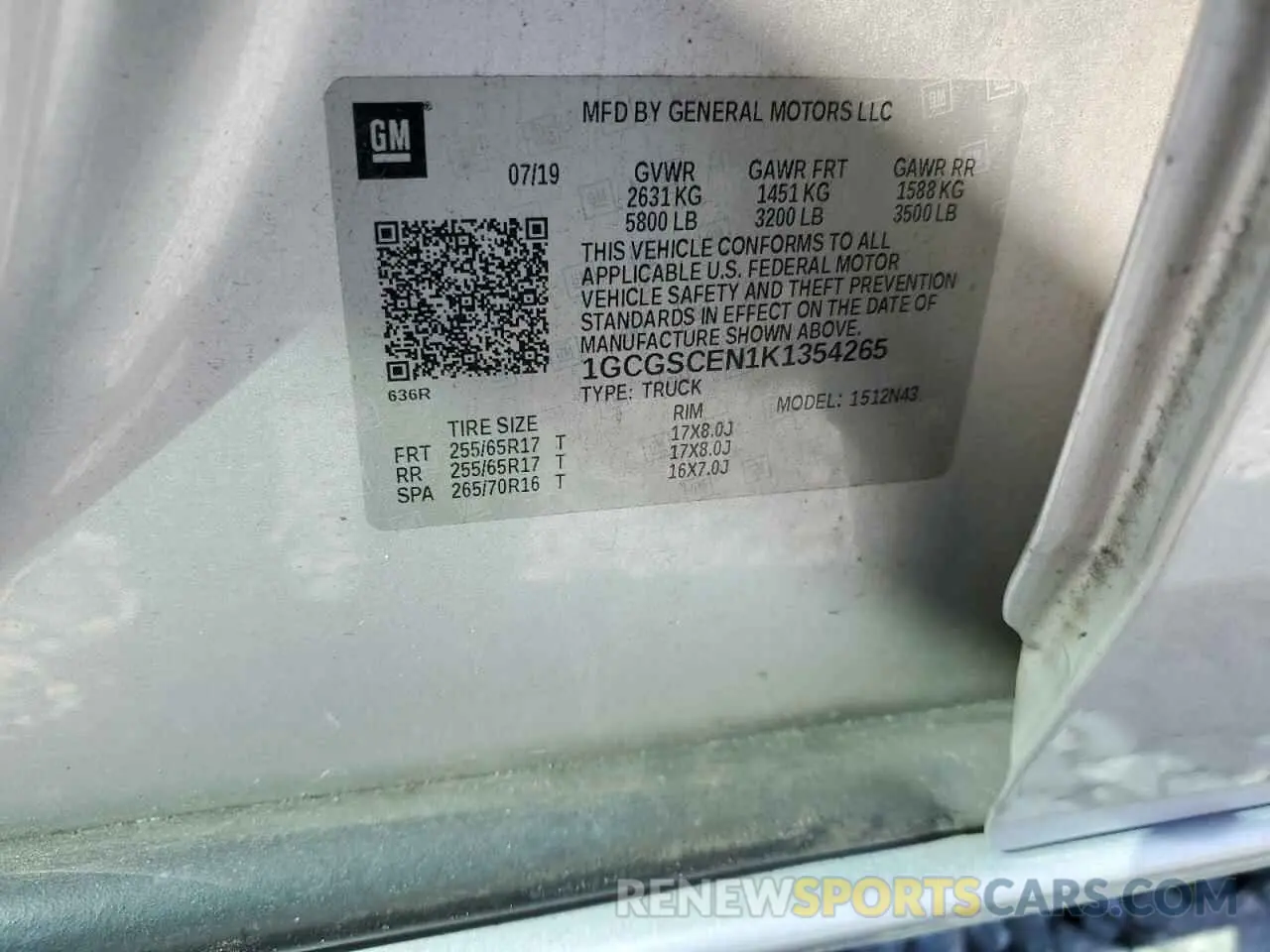 13 Photograph of a damaged car 1GCGSCEN1K1354265 CHEVROLET COLORADO 2019