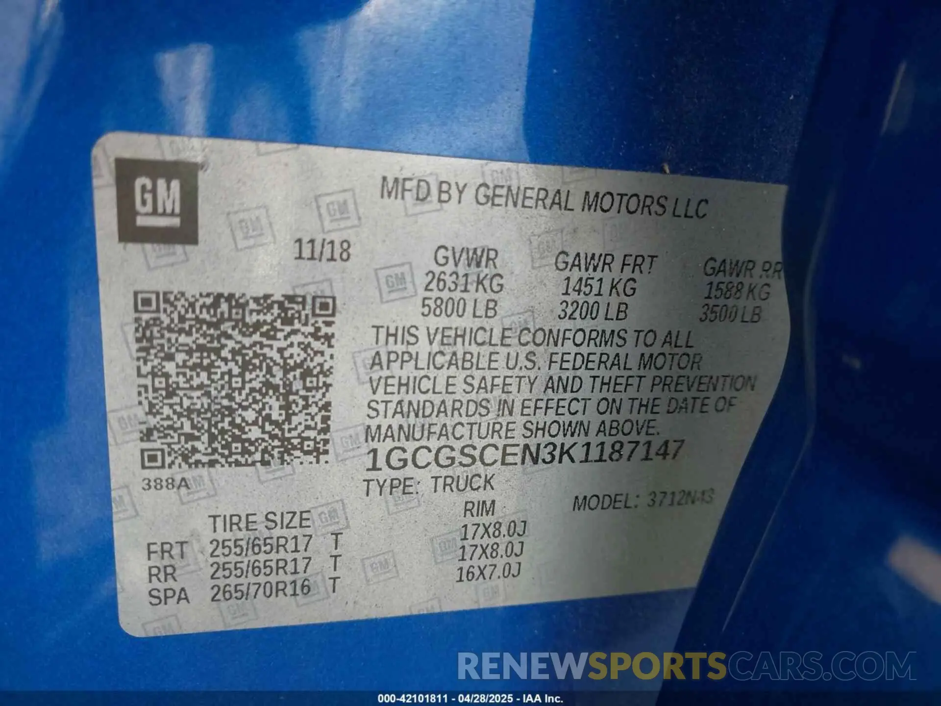 9 Photograph of a damaged car 1GCGSCEN3K1187147 CHEVROLET COLORADO 2019