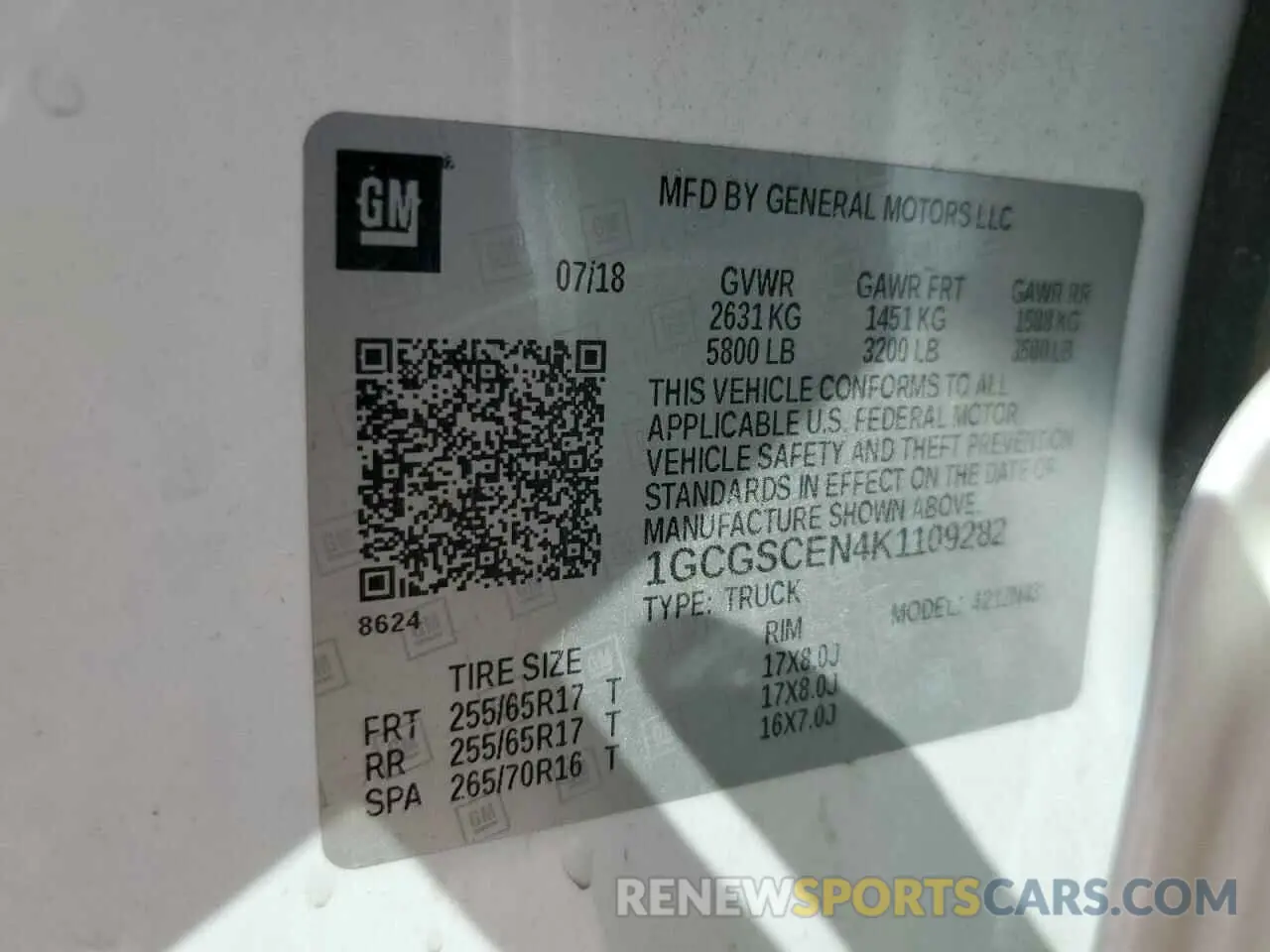 13 Photograph of a damaged car 1GCGSCEN4K1109282 CHEVROLET COLORADO 2019