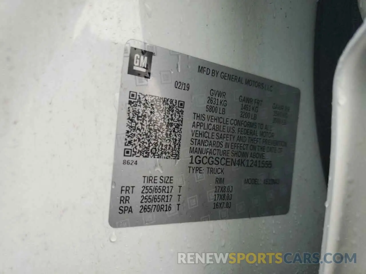 12 Photograph of a damaged car 1GCGSCEN4K1241555 CHEVROLET COLORADO 2019