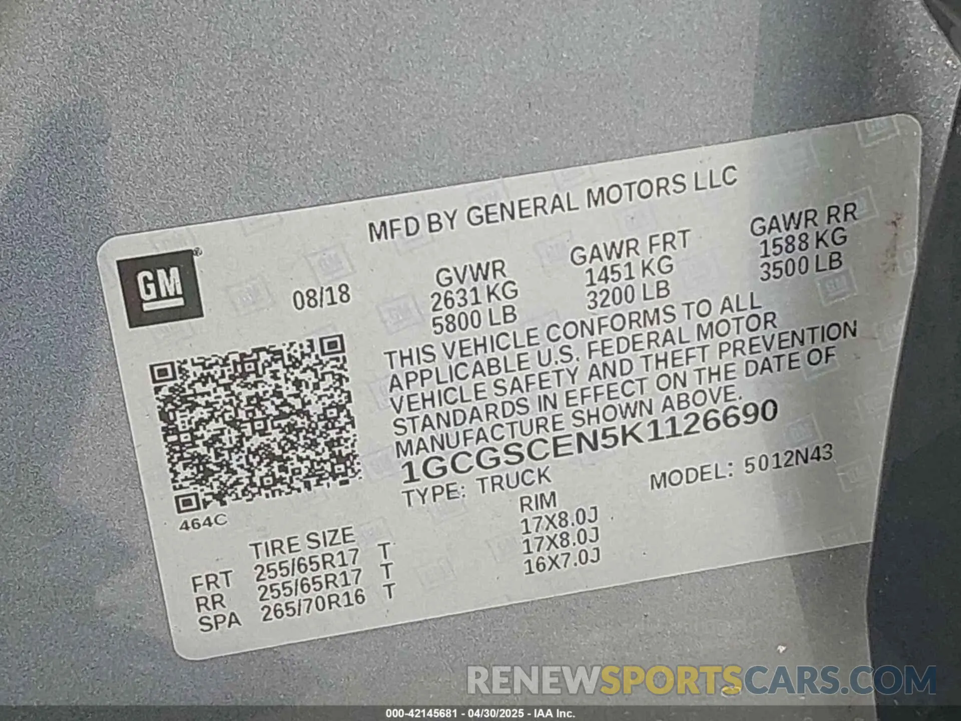 9 Photograph of a damaged car 1GCGSCEN5K1126690 CHEVROLET COLORADO 2019