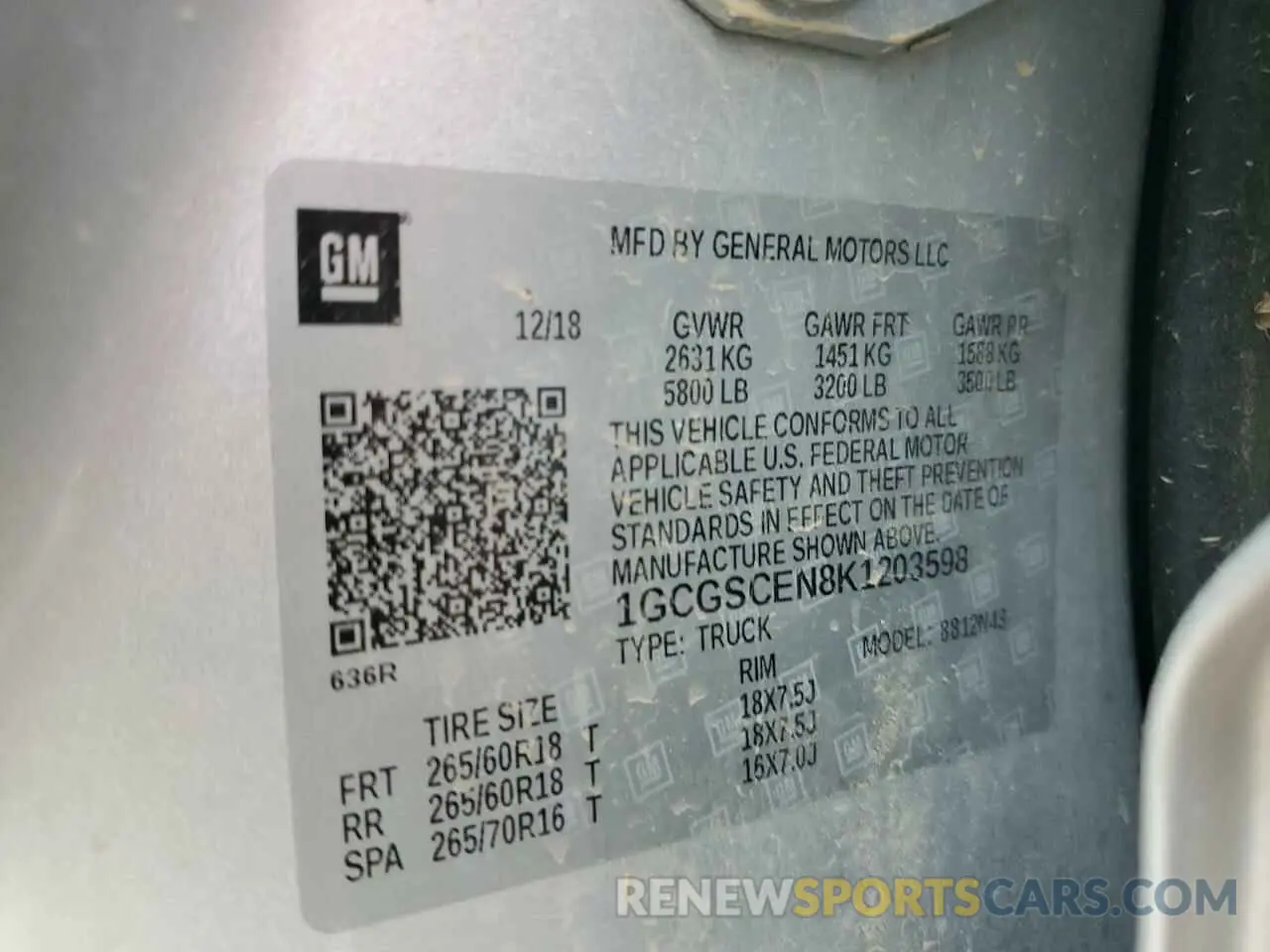 13 Photograph of a damaged car 1GCGSCEN8K1203598 CHEVROLET COLORADO 2019