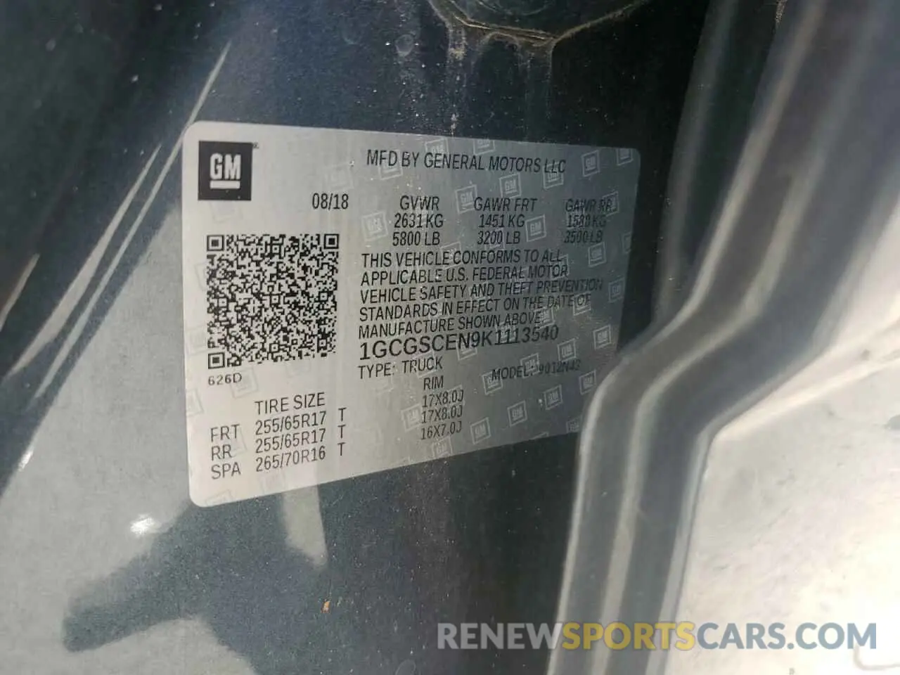 12 Photograph of a damaged car 1GCGSCEN9K1113540 CHEVROLET COLORADO 2019