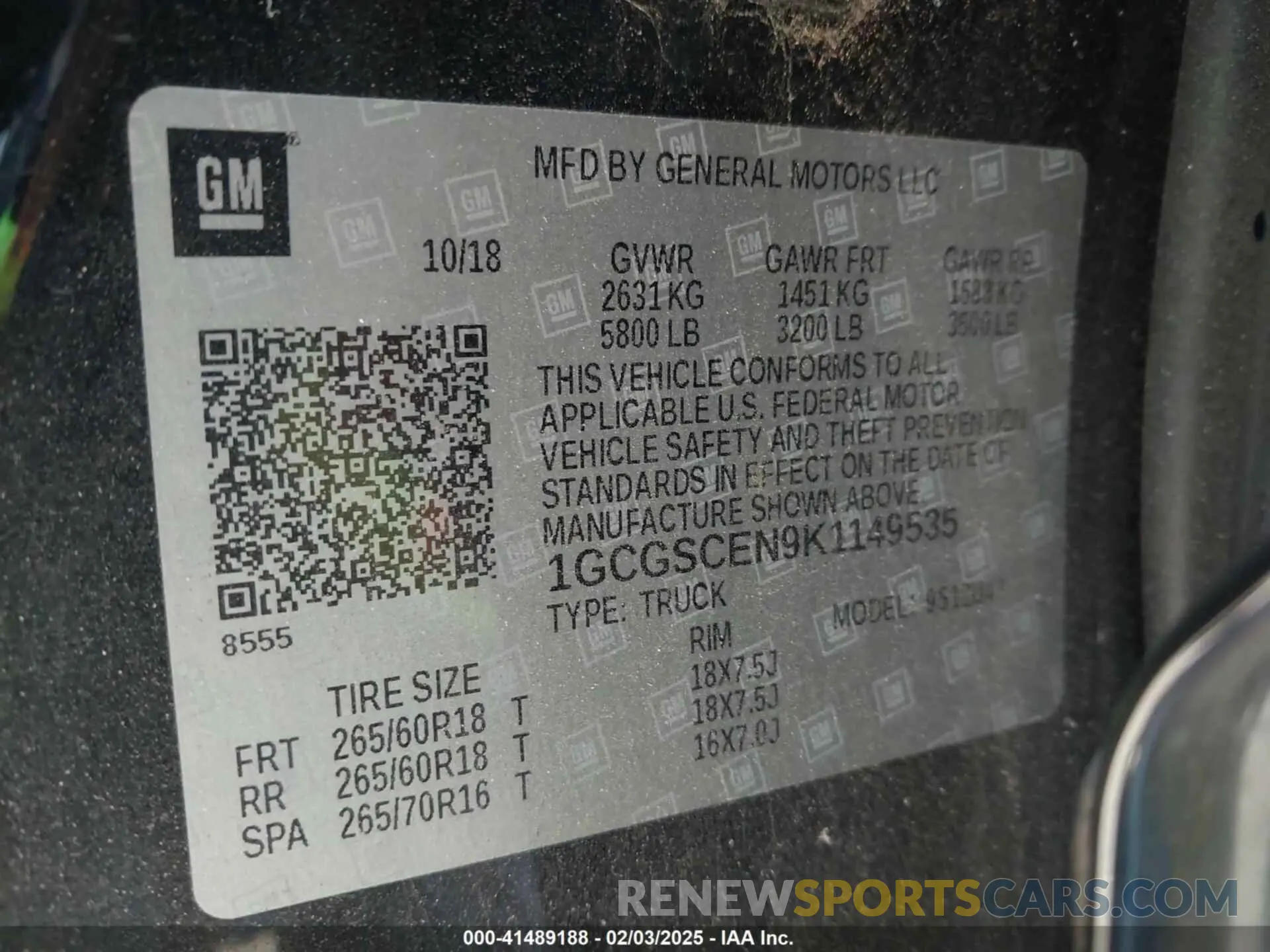 9 Photograph of a damaged car 1GCGSCEN9K1149535 CHEVROLET COLORADO 2019