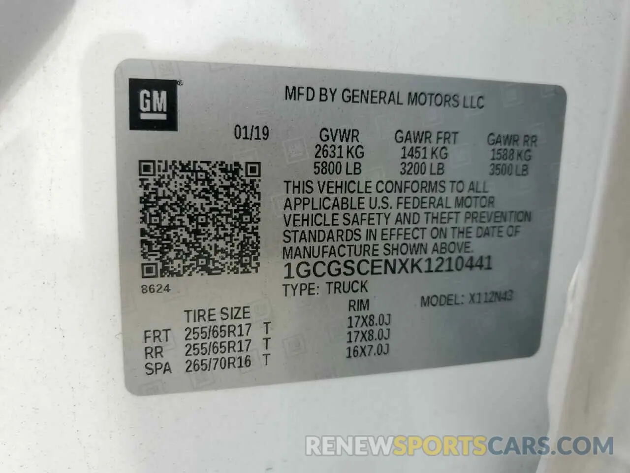 14 Photograph of a damaged car 1GCGSCENXK1210441 CHEVROLET COLORADO 2019