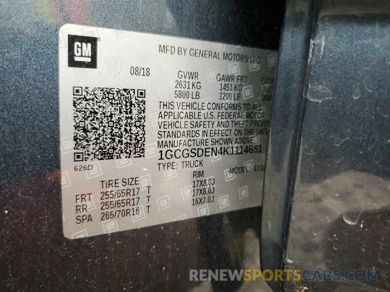 12 Photograph of a damaged car 1GCGSDEN4K1114651 CHEVROLET COLORADO 2019