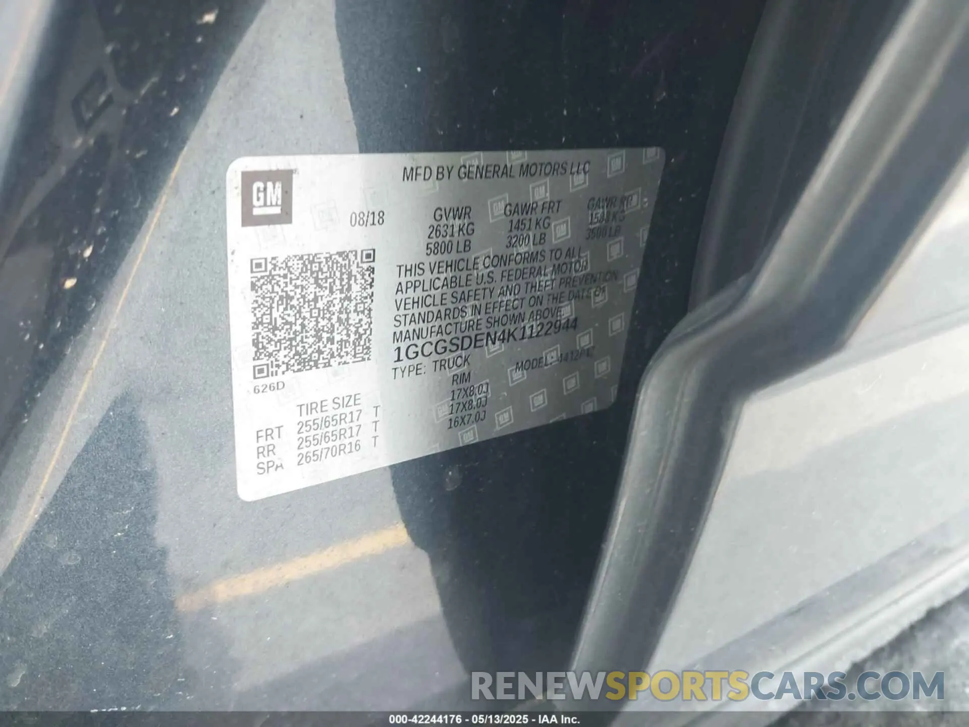 9 Photograph of a damaged car 1GCGSDEN4K1122944 CHEVROLET COLORADO 2019