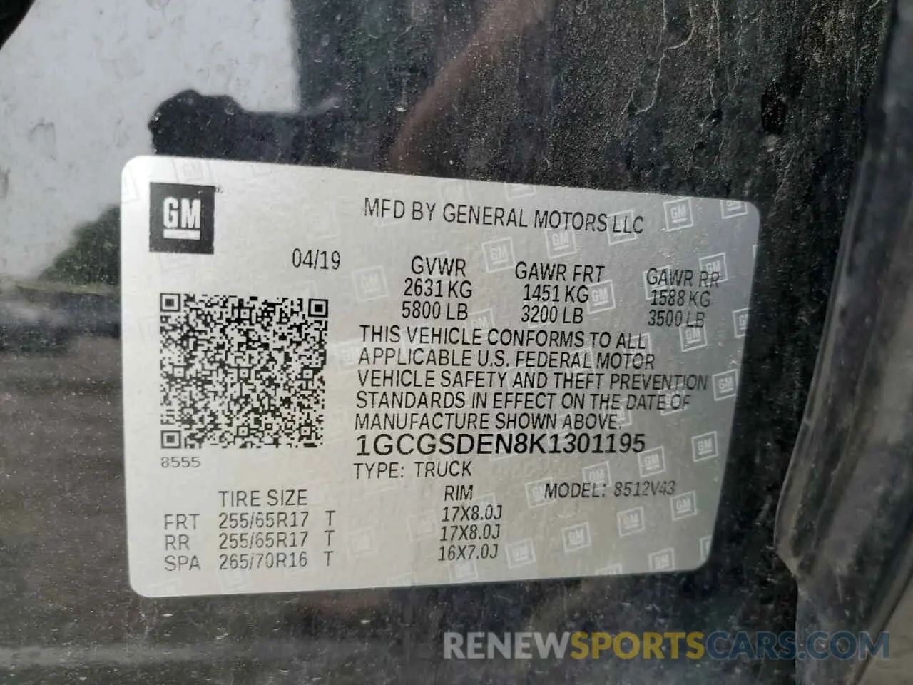 13 Photograph of a damaged car 1GCGSDEN8K1301195 CHEVROLET COLORADO 2019