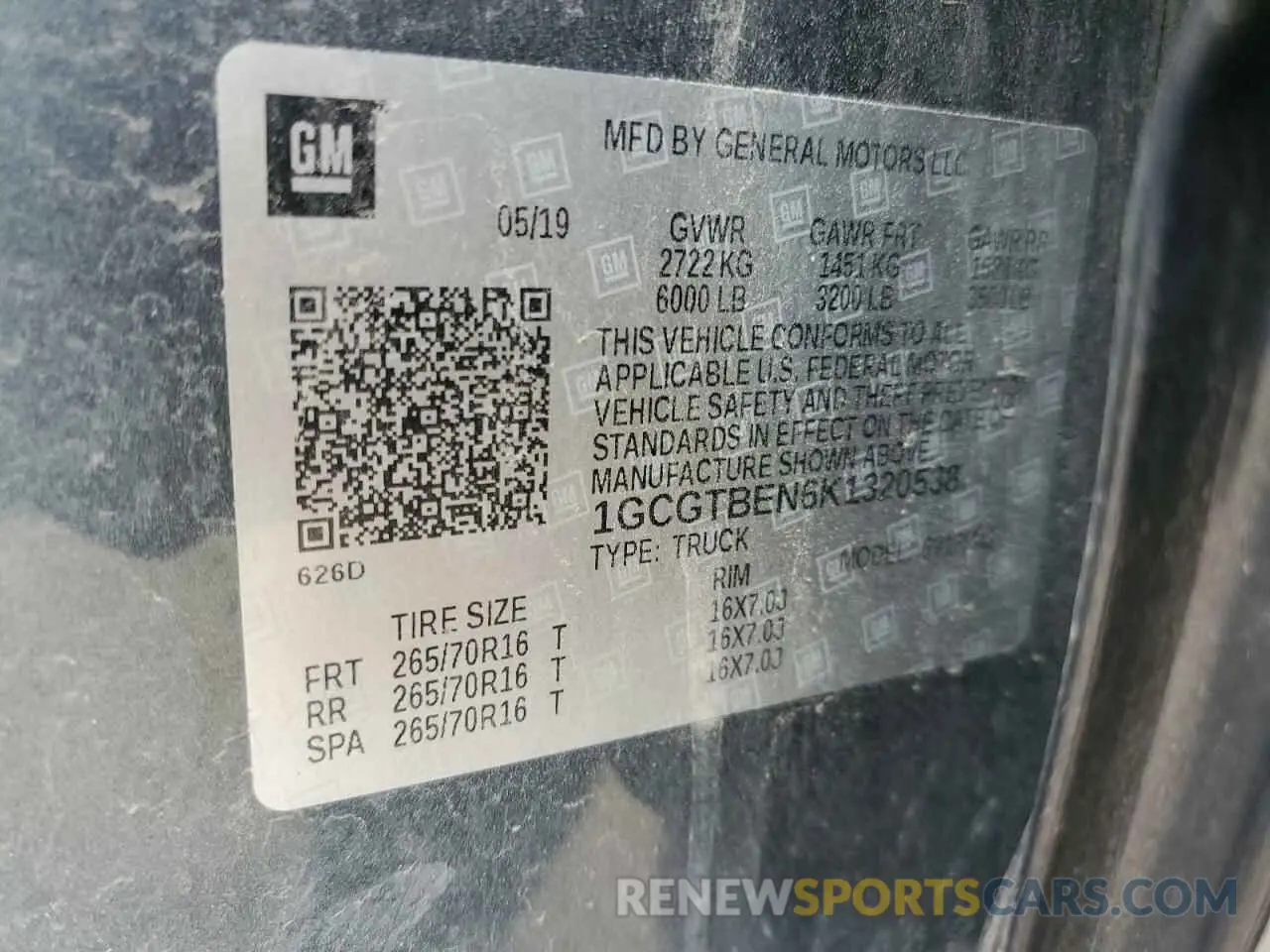 14 Photograph of a damaged car 1GCGTBEN6K1320538 CHEVROLET COLORADO 2019