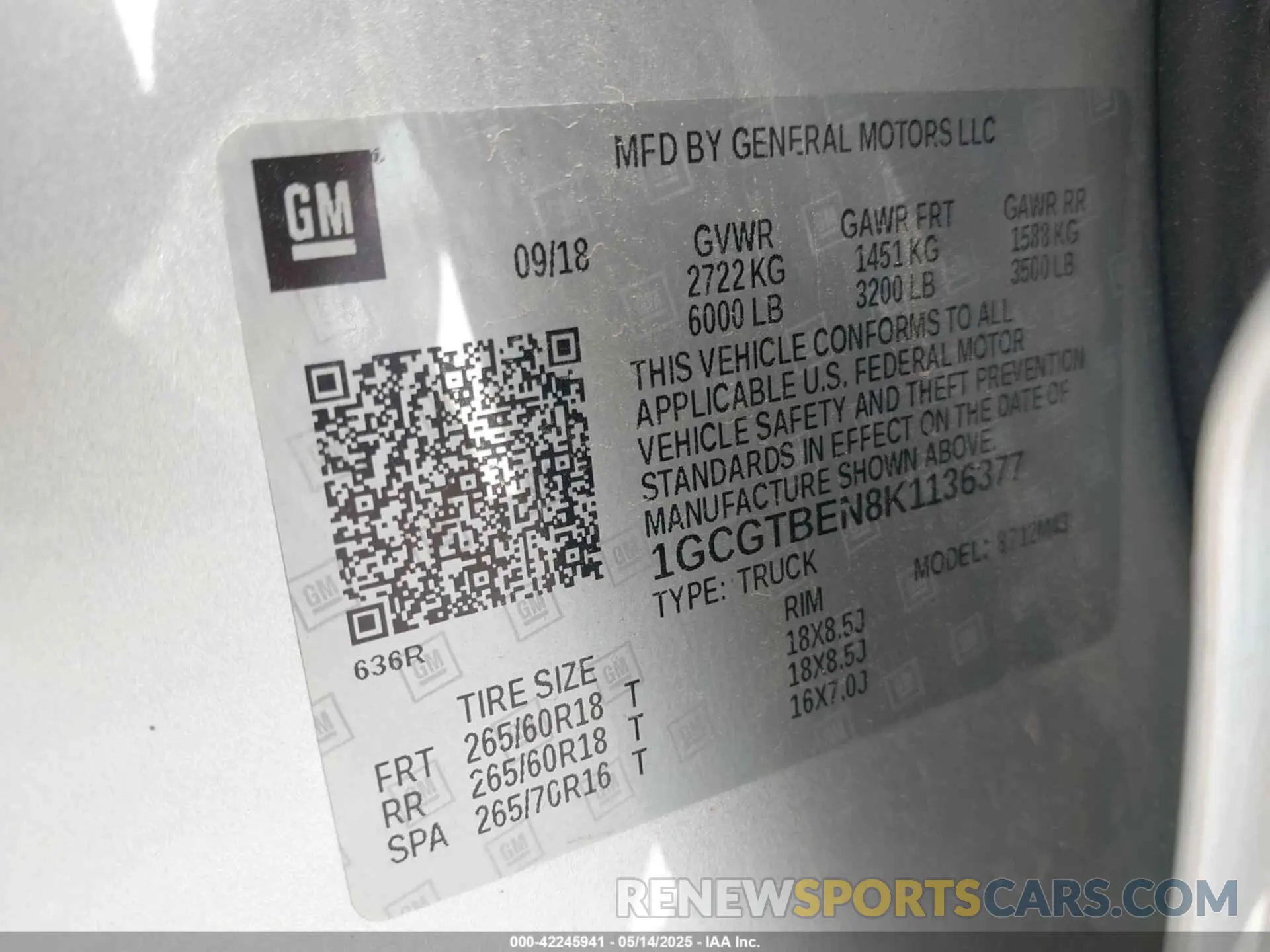 9 Photograph of a damaged car 1GCGTBEN8K1136377 CHEVROLET COLORADO 2019