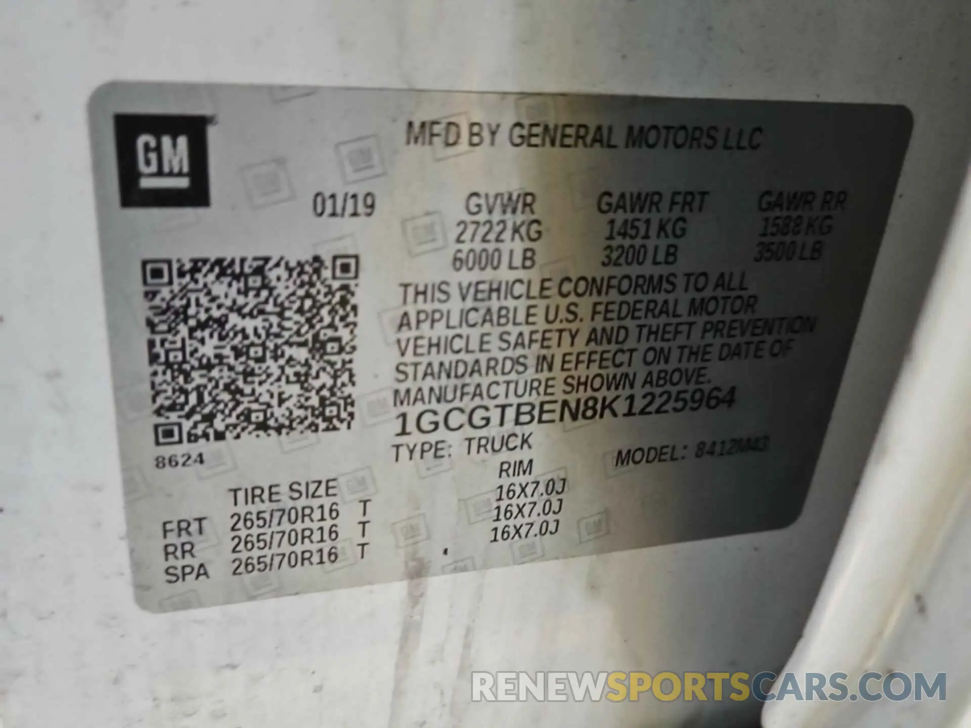 15 Photograph of a damaged car 1GCGTBEN8K1225964 CHEVROLET COLORADO 2019
