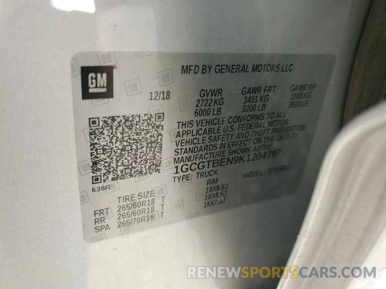 15 Photograph of a damaged car 1GCGTBEN9K1204797 CHEVROLET COLORADO 2019