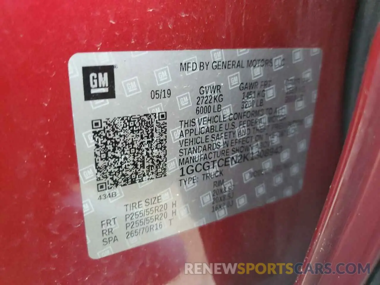 13 Photograph of a damaged car 1GCGTCEN2K1308943 CHEVROLET COLORADO 2019