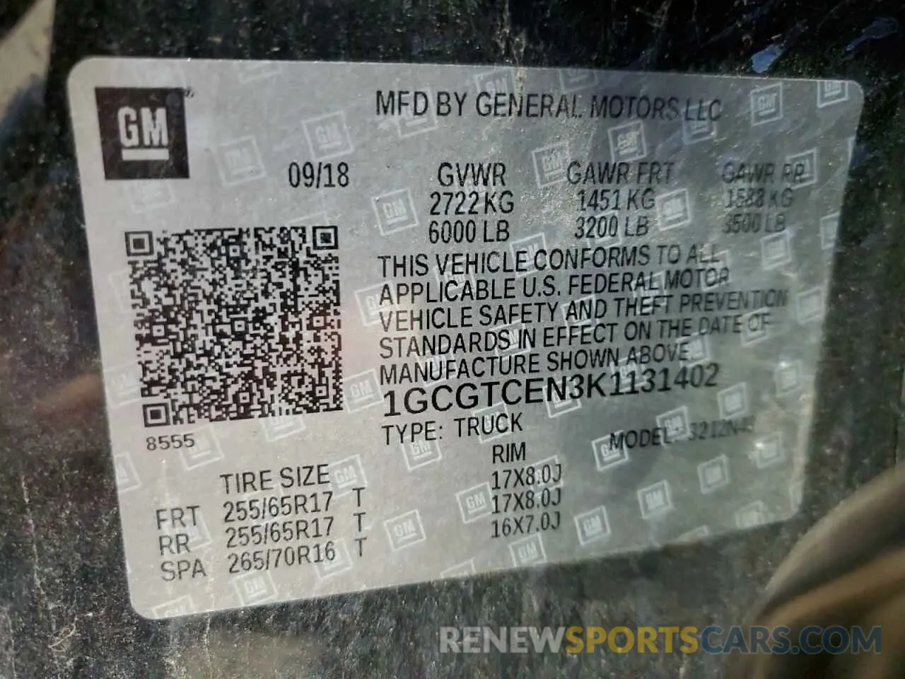 14 Photograph of a damaged car 1GCGTCEN3K1131402 CHEVROLET COLORADO 2019
