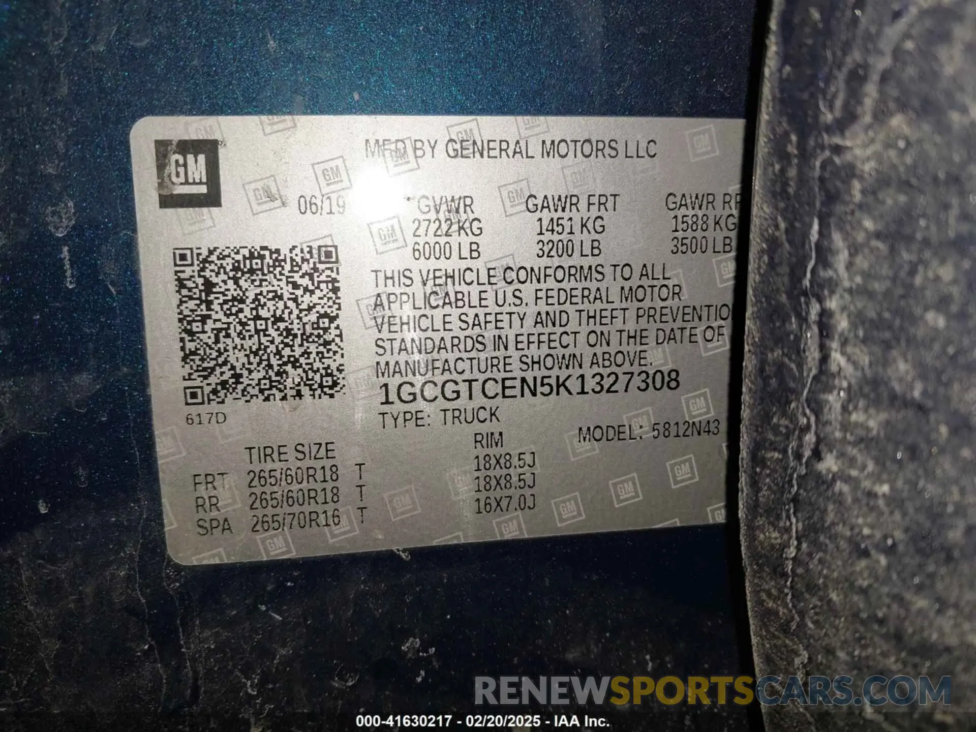 9 Photograph of a damaged car 1GCGTCEN5K1327308 CHEVROLET COLORADO 2019