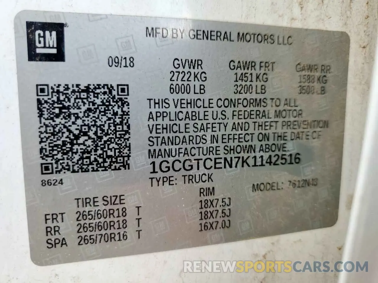 13 Photograph of a damaged car 1GCGTCEN7K1142516 CHEVROLET COLORADO 2019