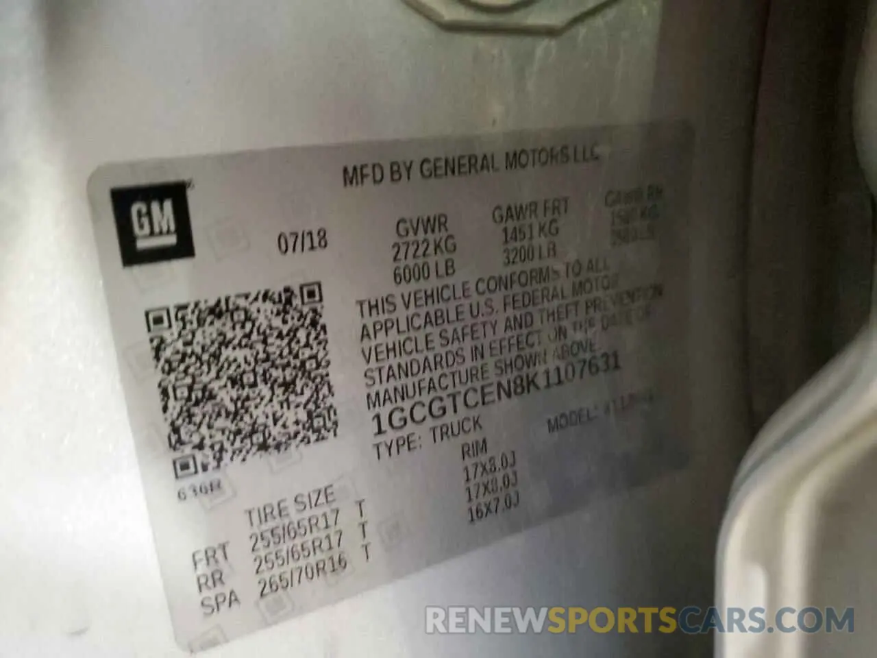 12 Photograph of a damaged car 1GCGTCEN8K1107631 CHEVROLET COLORADO 2019