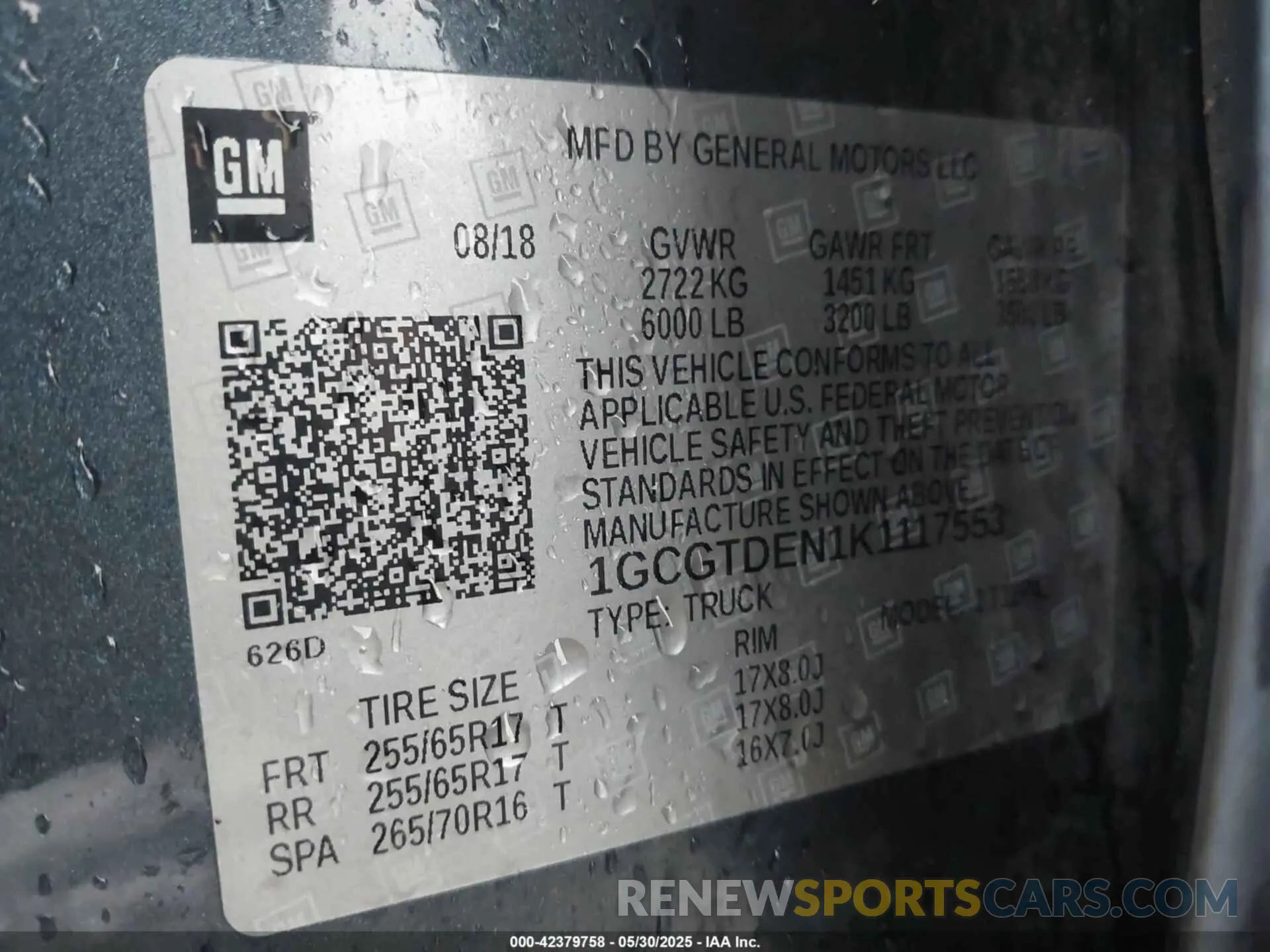 9 Photograph of a damaged car 1GCGTDEN1K1117553 CHEVROLET COLORADO 2019