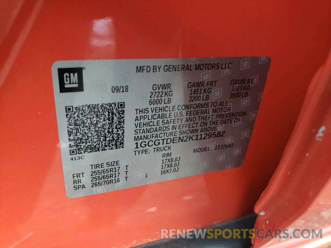 14 Photograph of a damaged car 1GCGTDEN2K1129582 CHEVROLET COLORADO 2019