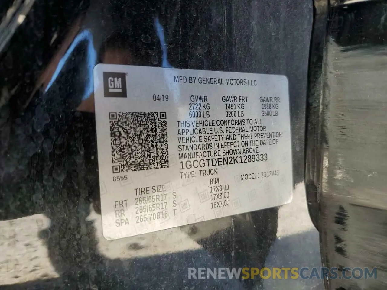 14 Photograph of a damaged car 1GCGTDEN2K1289333 CHEVROLET COLORADO 2019