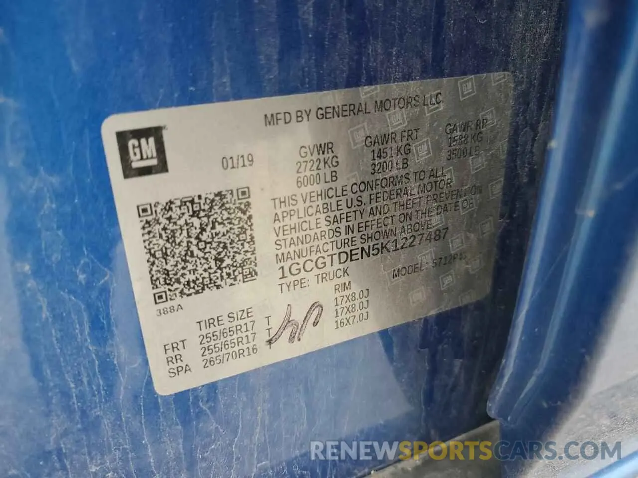 14 Photograph of a damaged car 1GCGTDEN5K1227487 CHEVROLET COLORADO 2019