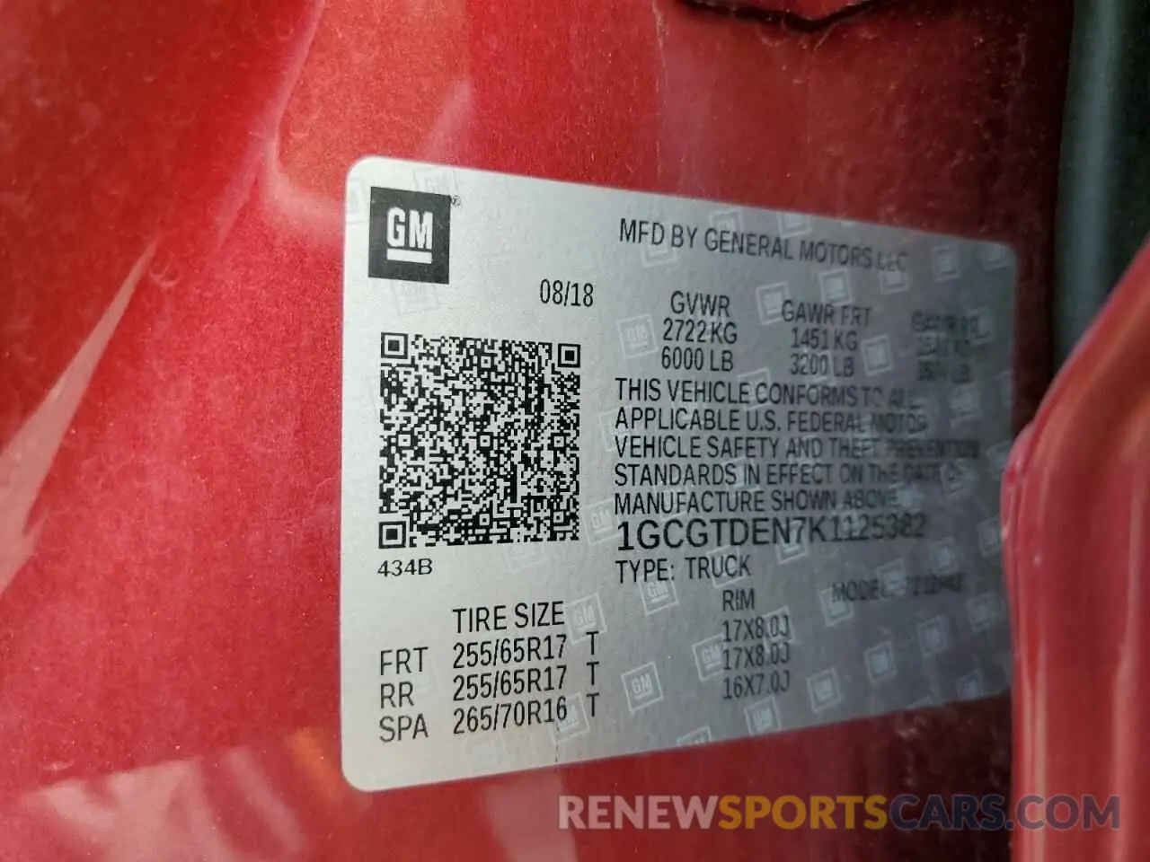 12 Photograph of a damaged car 1GCGTDEN7K1125382 CHEVROLET COLORADO 2019